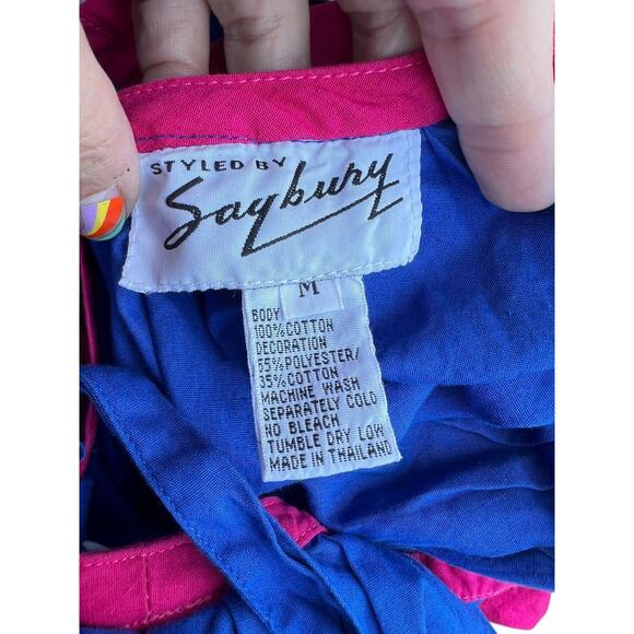 Saybury Women's Vintage Tie Waist Dress Cat Appliques Blue Size Medium - Fits 2X - Picture 11 of 16